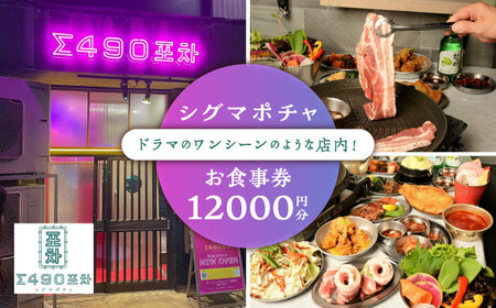 シグマポチャ お食事券 12，000円分  多治見市 韓国料理 屋台料理 居酒屋 チケット[TGH019]