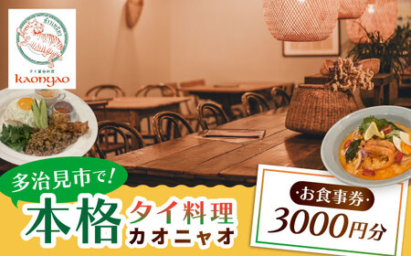 タイ料理Kaonyao お食事券3，000円分 多治見市 / タイ料理 屋台料理 カオニャオ チケット[THH001]