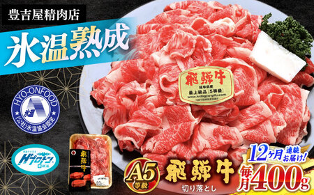 《12回定期便》 【A5等級】 飛騨牛 切り落とし(前バラ・肩ロース使用) 総計4.8kg 〈1回あたり〉400g 多治見市 / 豊吉屋精肉店 プロトン凍結 氷温(R)熟成 国産 ブランド牛[THK003]