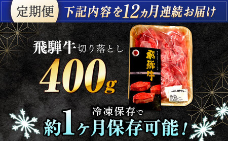 《12回定期便》 【A5等級】 飛騨牛 切り落とし(前バラ・肩ロース使用) 総計4.8kg 〈1回あたり〉400g 多治見市 / 豊吉屋精肉店 プロトン凍結 氷温(R)熟成 国産 ブランド牛[THK003]