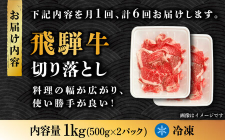 【6回定期便】飛騨牛切り落とし 1kg　多治見市/肉の丸長  和牛 切り落し 小分け 薄切り 肉じゃが 牛丼 カレー ビーフシチュー 切り落とし スライス すき焼き しゃぶしゃぶ うす切り 牛肉 飛騨牛 定期便 ギフト 贈答 贈り物 送料無料 [TAZ016]