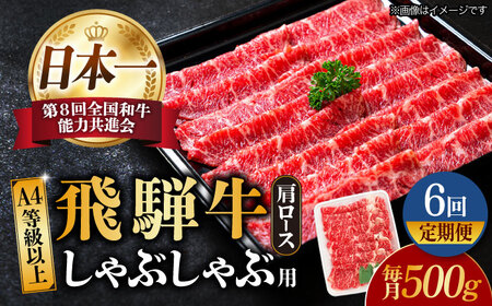 【6回定期便】飛騨牛A4等級以上 ロース 肩ロース しゃぶしゃぶ用 500g   多治見市/肉の丸長 国産 和牛 a4 薄切り 焼肉 炒め物 飛騨牛 すき焼き すきやき しゃぶしゃぶ 肩ロース ロース 赤身 スライス うす切り A4ランク ブランド牛 国産 お肉 牛肉 ロース肉 牛ロース 定期便 ギフト プレゼント 贈答 贈り物 送料無料  [TAZ025]