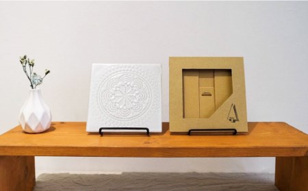 置時計 LACE TILE CLOCK 『ホワイト』【杉浦製陶】 インテリア 雑貨 おしゃれ [TAO001]