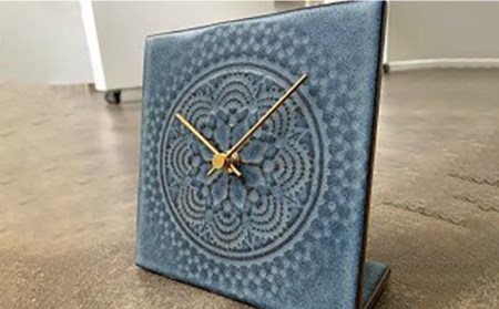 置時計 LACE TILE CLOCK 『ブルー』【杉浦製陶】 インテリア 雑貨 おしゃれ [TAO003]