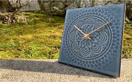 置時計 LACE TILE CLOCK 『ブルー』【杉浦製陶】 インテリア 雑貨 おしゃれ [TAO003]