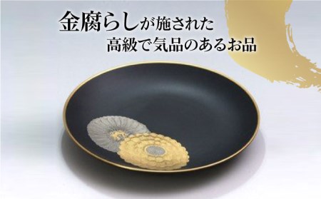 ナカヤマ 丸皿 金腐らし菊紋『黒』柄 15.5cm【ナカヤマ】 食器 プレート 取り皿 [TAU008]