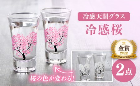温度で変化する器 グラス天開ぺアセット 『冷感桜 』【丸モ高木陶器】コップ ビールグラス 食器   [TBA001]