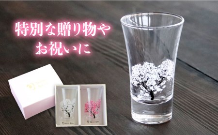 温度で変化する器 グラス天開ぺアセット 『冷感桜 』【丸モ高木陶器】コップ ビールグラス 食器   [TBA001]