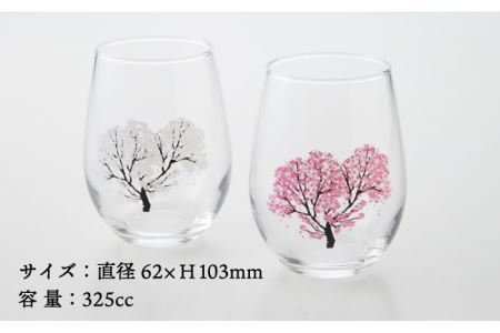 温度で変化する器 フリーグラスペアセット 『冷感桜』【丸モ高木陶器】コップ ビールグラス 食器   [TBA004]