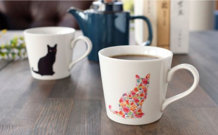 【美濃焼】温度で変化する器 温感 ネコ マグカップ 2個『座り猫』【丸モ高木陶器】 食器 ペア マグ カップ コーヒーカップ おしゃれ SDGs セット 焼物 動物 アニマル 猫 ねこ かわいい 白 ホワイト 贈り物  [TBA063]
