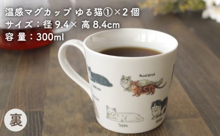 【美濃焼】 温度で変化する器  温感 ネコ マグカップ （2個） 『ゆる猫 1』 【丸モ高木陶器】 [TBA080]