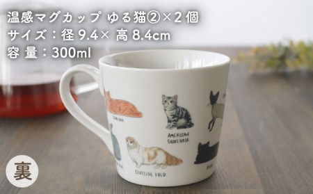 【美濃焼】 温度で変化する器 温感 ネコ マグカップ （2個） 『ゆる猫 2』 【丸モ高木陶器】 [TBA081]