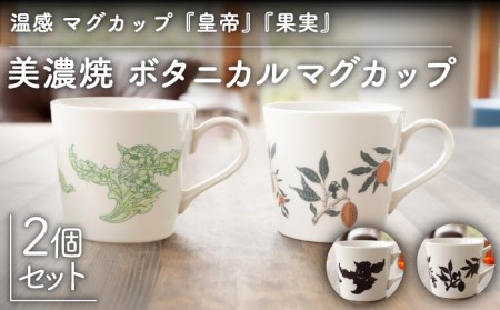 【美濃焼】温度で変化する器 温感 マグカップ（2個）ボタニカル『皇帝』『果実』【丸モ高木陶器】 [TBA111]