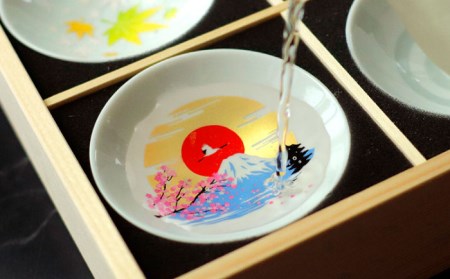 【美濃焼】 温度で変化する 酒器 『冷感 平盃 9個セット 木枠入り』 【丸モ高木陶器】 [TBA120]