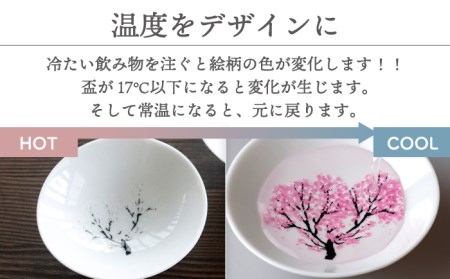 【美濃焼】 温度で変化する器 平盃 ペア 四季セット  『冷感桜 ・ 花火 ・ 紅葉 ・ 雪結晶』 【丸モ高木陶器】 [TBA123]