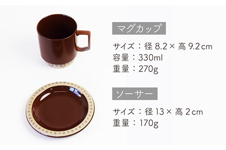 【美濃焼】ドゥーロマグ ソーサー ＆ ケーキプレート 3点 ブラウン 【金陶苑】食器セット コーヒーカップ 皿 [TBX016]