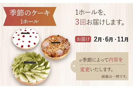 【3回定期便】 旬の食材や果物で作った パティシエセレクト ケーキ  【ルポ】 [TBN029]
