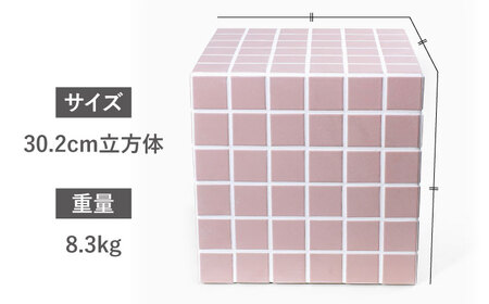 【美濃焼】 タイルテーブル くすみピンク×ホワイト 【エクシィズ】[TBK003]