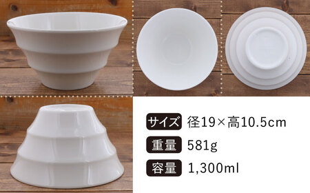 【美濃焼】 ラーメンどんぶり 軽量 カラーボーダー 大小 各2点  計4点セット 白 【丸半製陶所】食器 丼 ボウル [TDG009]