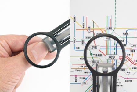 H7-137 ＜刀匠 ◇貝印 関孫六の伝統から生まれたツメキリ＞ ◇貝印 関孫六 ルーペ付きツメキリ大口径Ｍ ～ルーペ付きだから爪がしっかり見えて切りやすい 虫眼鏡 ルーペ 拡大 爪切り つめきり 黒～