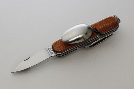 茶合板柄 スプーン・フォーク付 5徳 引割ナイフ