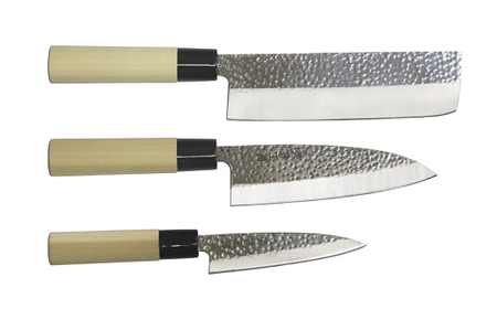 【訳あり・数量限定】古流鎚目仕上 和包丁3本セット【菜切・出刃・小出刃包丁】