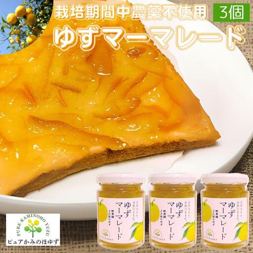 「ゆずの里上之保」 ゆずマーマレード　3個 ～栽培期間中農薬不使用の上之保産柚子を使用 自家栽培 国産 柚子 ユズ フルーツ 果物 常温 くだもの ジャム 美味しい おいしい うまい 絶品 グルメ