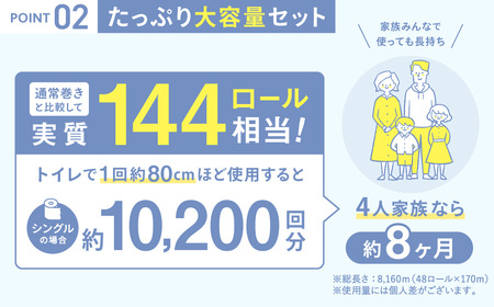 トイレットペーパー シングル 48ロール 170m ロング170S