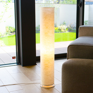 美濃和紙照明フロアスタンド　VF-2054　小倉流紙白　E-26　40Wまで対応　LED電球使用可／照明器具　和風　和紙使用　和室　リビング　客間　廊下　円筒型 E-26　40Wまで対応　LED電球使用可