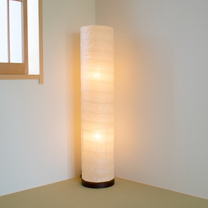 美濃和紙照明フロアスタンド　B-131　薄柳　E-17　40W×2個まで対応　LED電球使用可／照明器具　和風　和紙使用　円筒型　和室　リビング　客間　廊下　E-17　40W×2個まで対応　LED電球使用可