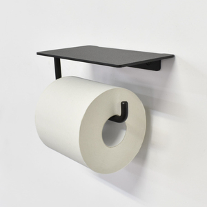 ヨーク棚付きペーパーホルダー ブラック／鉄製　トイレ　トイレットペーパー　ペーパーホルダー　壁掛け　鉄家具　ブラック　トイレ用品　お手洗い　杉山製作所