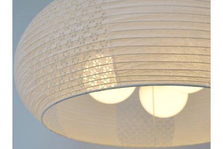 D33-09 【和紙照明】3灯ペンダントライト ドーム SPN3-1019 揉み紙×小梅白