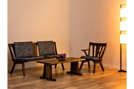 悠プレミアム 背付ベンチ(クッション付き)【国産栗材】JYU-LB31-120 PGK/EハウゼンNV