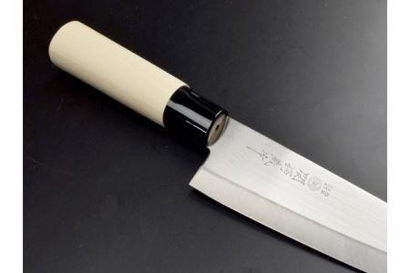 H7-166 関鍔蔵作 白木 牛刀包丁