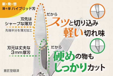 【雑誌LDK R5.5月号に掲載されました】分解して洗える　キッチンばさみ　薄＋厚 ハイブリッドキッチン　黒  (HB1-210N-B)