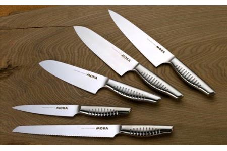 H15-38 MOKA パン切りナイフ オールステンレス ～軽くてにぎりやすい 包丁 ハンドル 女性でも使いやすい 一体型 お手入れ簡単～