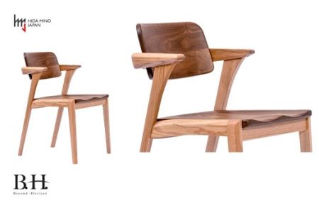 D145-03 B.H.ダイニングチェア（ショートアーム）【オーク材+ウォルナット材】JBH-DCX201A PNO+W