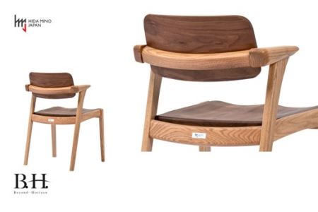 D145-03 B.H.ダイニングチェア（ショートアーム）【オーク材+ウォルナット材】JBH-DCX201A PNO+W