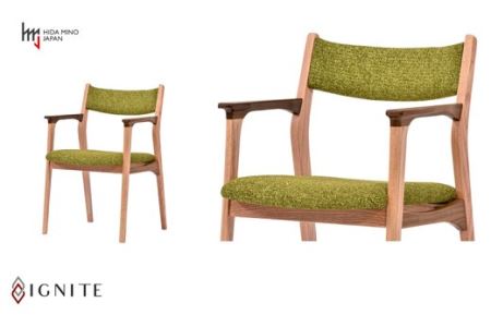D129-03 IGNITE ダイニングチェア(肘付)【オーク+ウォルナット材】 JIG-DCX206A PNO+W/DバトンYG