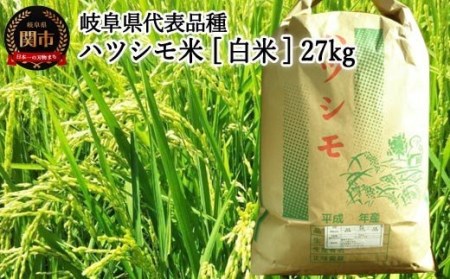 【岐阜県代表品種】　令和5年産　ハツシモ米　【白米】 27ｋｇ　L7 G30-09