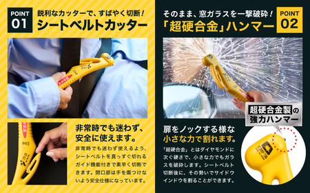 自動車専用脱出ハンマー基本機能型国内初JIS適合品