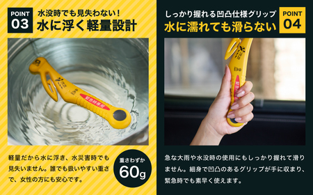 自動車専用脱出ハンマー基本機能型国内初JIS適合品