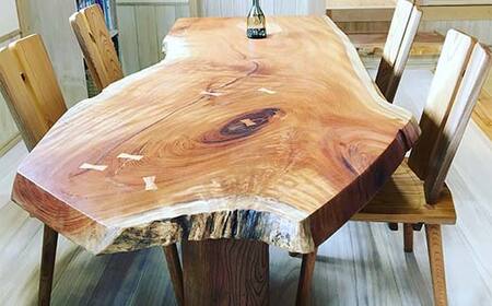 白山クラフト【受注生産】ケヤキ一枚板テーブル テーブル 家具 机 ダイニングテーブル 【オーダーメイド】天然木 F4N-2353