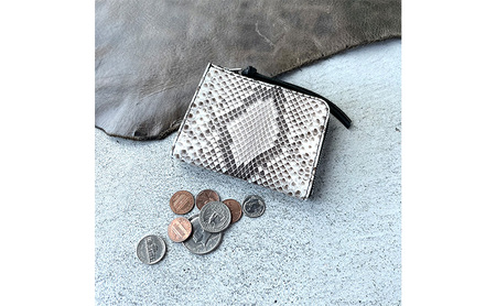 本革 L字ファスナーミニ財布 ダイヤモンドパイソンレザー ファッション小物 イタリアンレザー プレゼント ギフト 