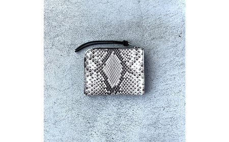 本革 L字ファスナーミニ財布 ダイヤモンドパイソンレザー ファッション小物 イタリアンレザー プレゼント ギフト 