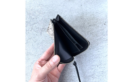 本革 L字ファスナーミニ財布 ダイヤモンドパイソンレザー ファッション小物 イタリアンレザー プレゼント ギフト 