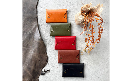 本革 差し込みフラップ名刺入れ・カードケース 栃木レザー ファッション小物 革小物 シンプル スリム設計  グリーン