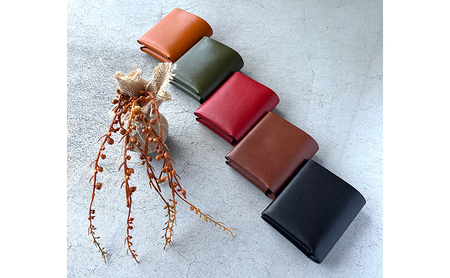 本革 ノンステッチの二つ折りミニ財布 栃木レザー ファッション小物 革小物 シンプル 3ポケット構造 カード入れ 小銭入れ お札入れ 牛革 プレゼント ギフト ブラック