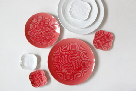 【美濃焼】 結 19中皿 白 赤 墨 3色セット 瑞浪市 / JS企画 / 小田陶器 食器 プレート 皿 [AZAZ167]