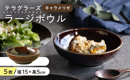【美濃焼】 テラグラーズ ラージボウル キャラメリゼ 5客揃 瑞浪市 / アワサカ 食器 鉢 ボウル [AZAD004]